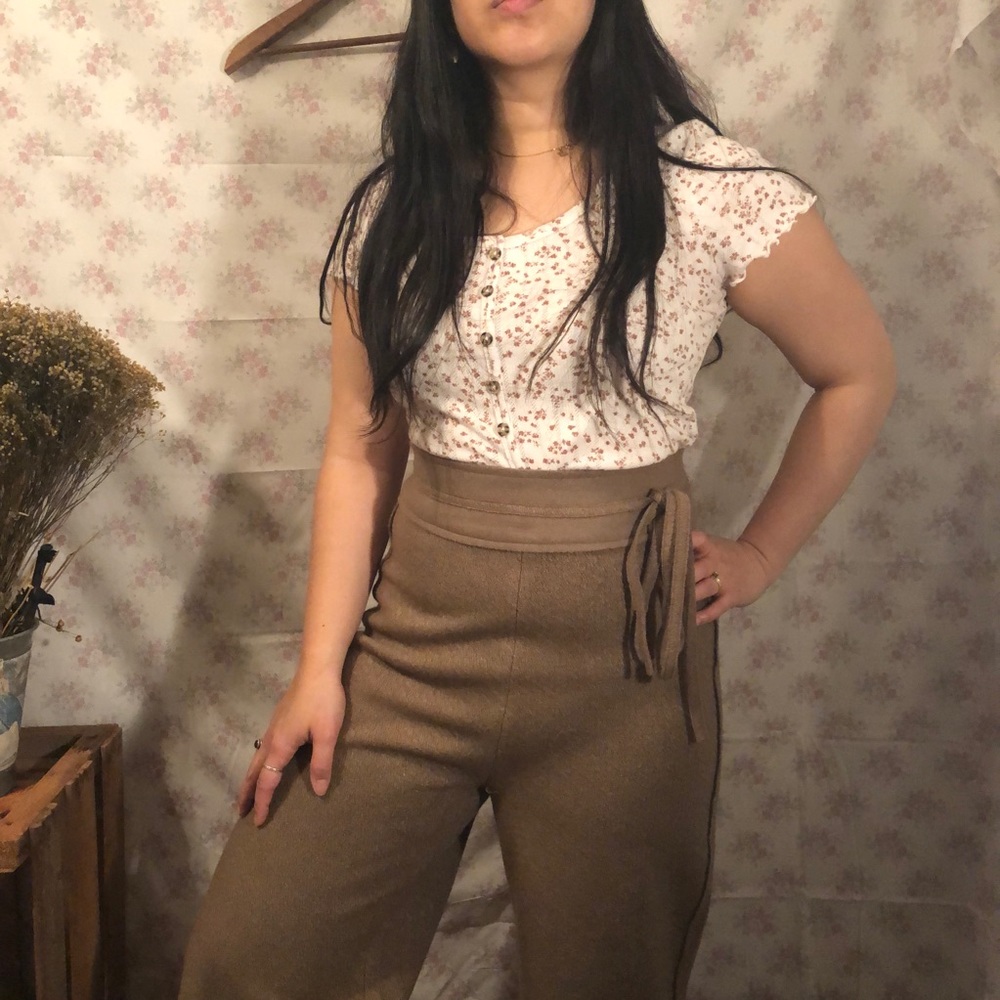 Pink Martini High-Waisted fuzzy Wide legged Pants